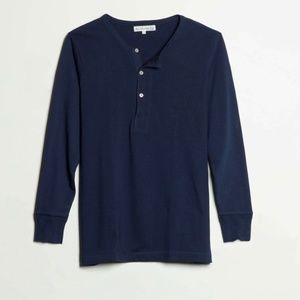Merz B Schwanen Good Basics Mens Henley Long Sleeve Shirt, Size 6 Large Navy